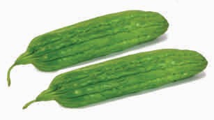 Bitter gourd, jagged, smooth ridges, elongate