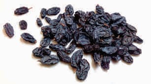 Raisins, dried, black